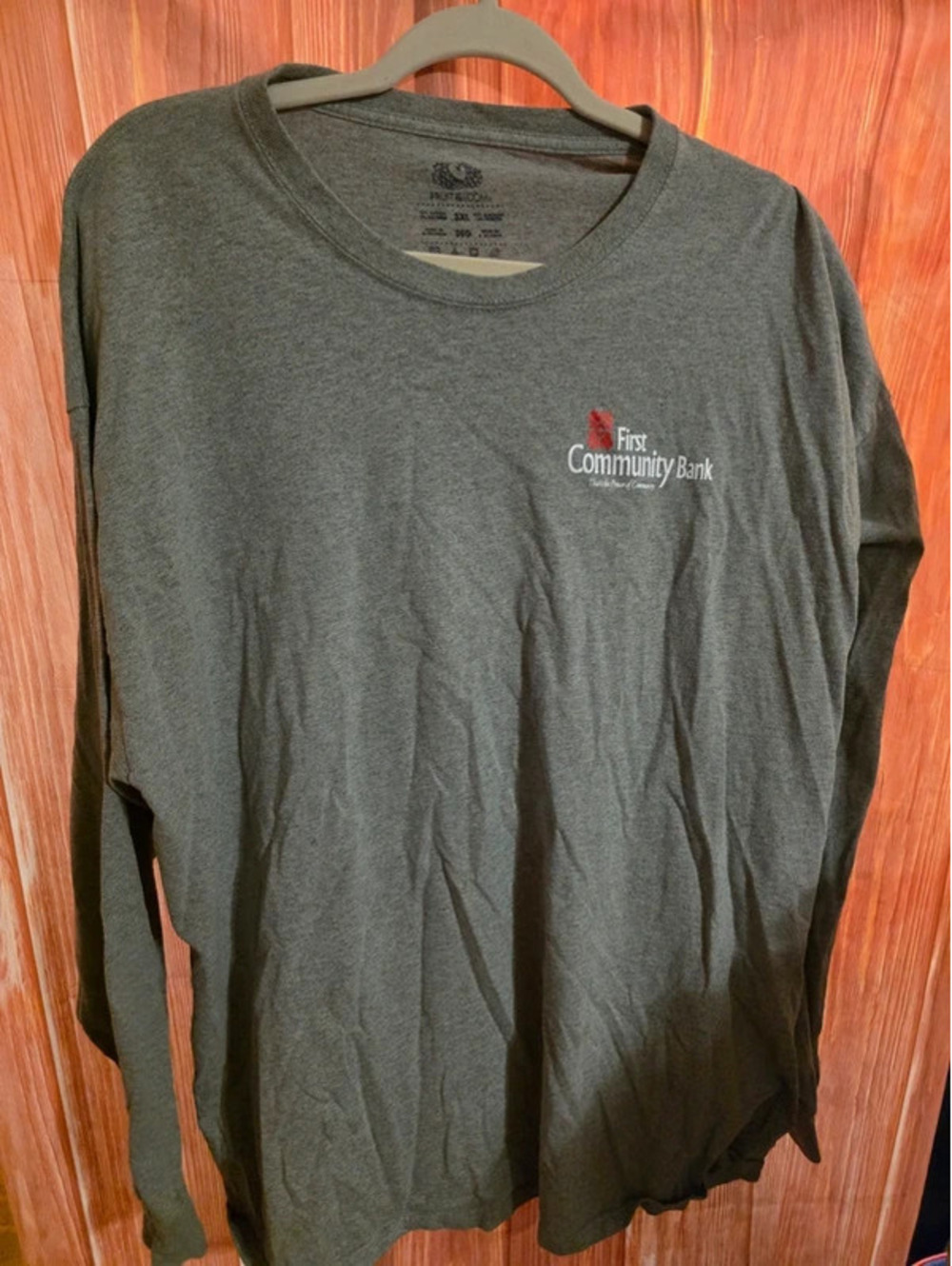Fruit of the Loom Heather Gray Long Sleeve T-Shirt Cotton Crewneck Tee 3XL